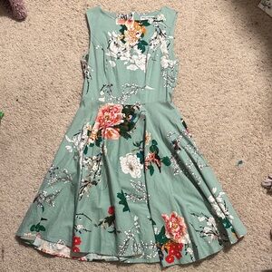 Grace Karin Floral Midi Dress - Green and Red